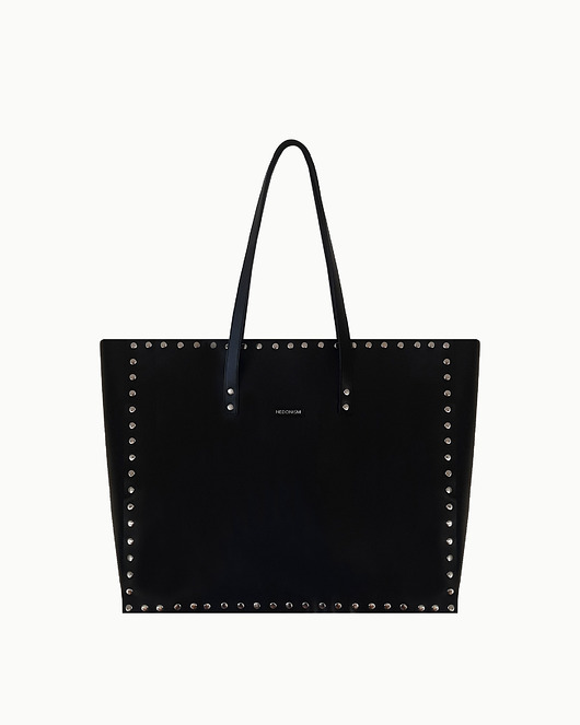 torby na ramię Shopper "Night" czarna satynowa skóra, szer 40cm