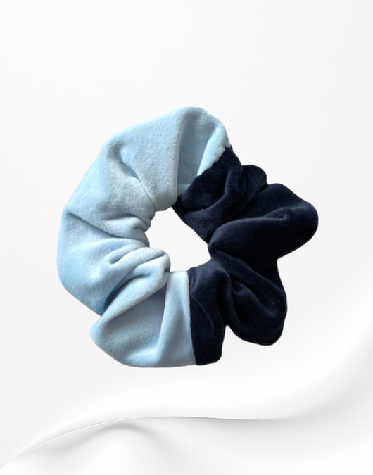 gumki do włosów Gumka frotka scrunchie welurowa błękitno-granatowa