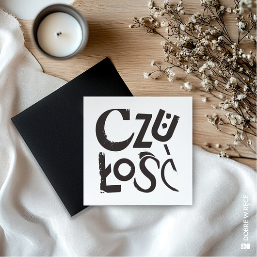 grafiki i ilustracje Czułość  grafika typograficzna 15 x 15 cm z kopertą