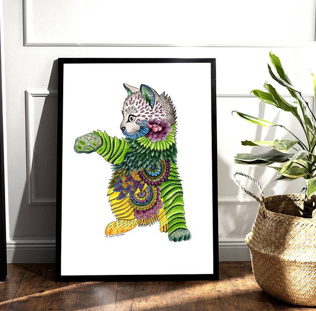 grafiki i ilustracje KOT- Cześć!-  wydruk