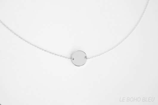 naszyjniki - inne Rhodium Plated Two Holes Round Tag Necklace