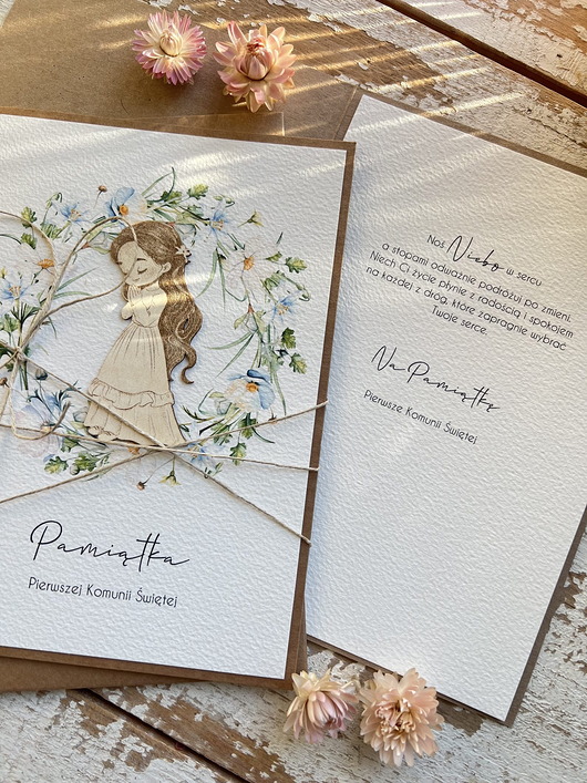 kartki na komunię Kartka komunijna ręcznie robiona życzenia na komunię