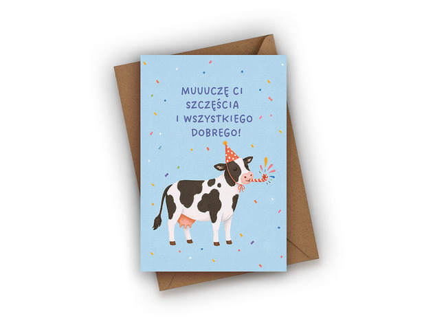 kartki okolicznościowe - wydruki Kartka urodzinowa- Muuuczę Ci szczęścia i wszystkiego dobrego!