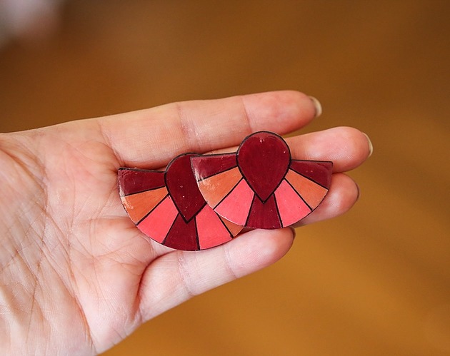 klipsy Klipsy geometric bordowe