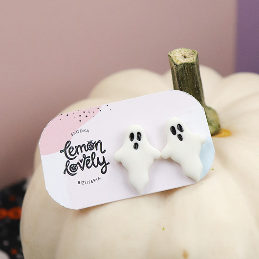 kolczyki z masy plastycznej Duchy kolczyki sztyfty na halloween