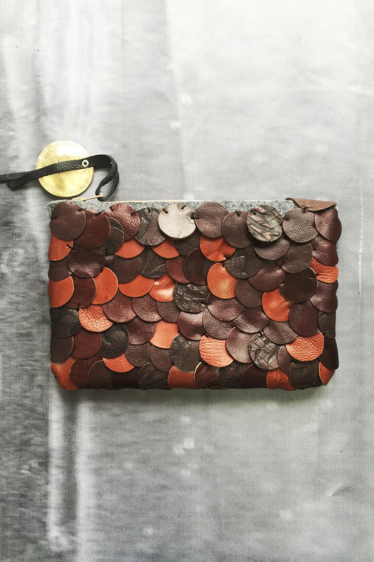 Kopertówka Torebka do ręki skóra naturalna filc CADOaccessories