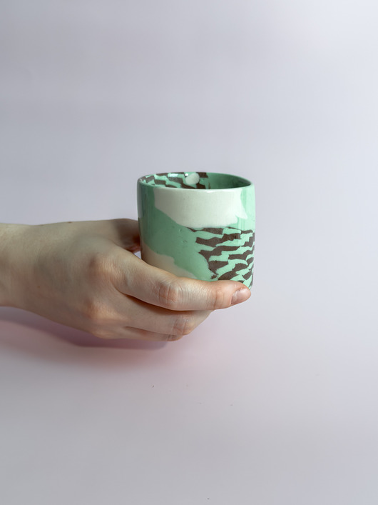 kubki Czarka / kubek nerikomi miętowo-brązowy