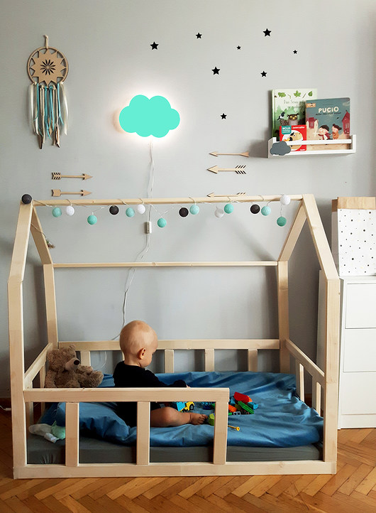 Drewniana lampka nocna Chmurka Tosia miętowa Dream Woods