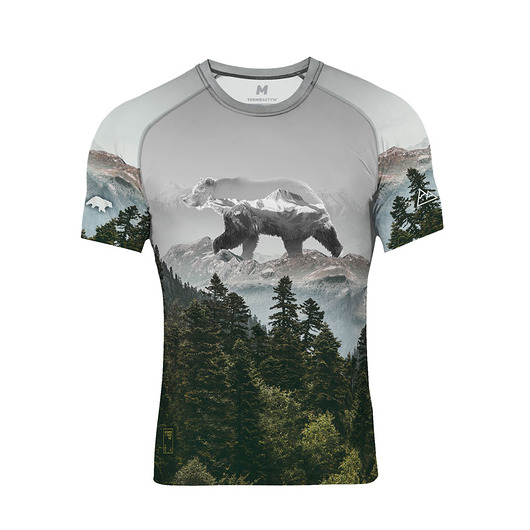 t-shirty męskie Koszulka termoaktywna męska NIEDŹWIEDŹ/GÓRY