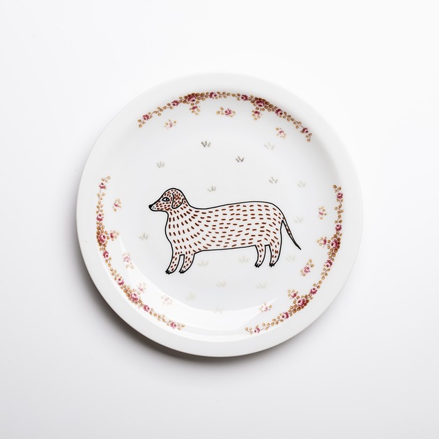 Ozdoby na ścianę Talerz na ścianę - jamnik grubasek