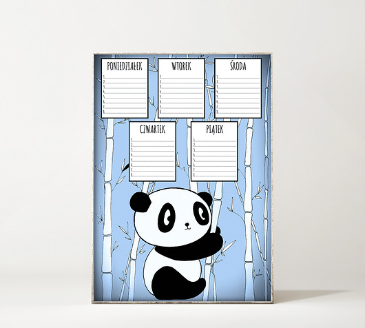 obrazy i plakaty do pokoju dziecięcego Plan lekcji A3. Panda