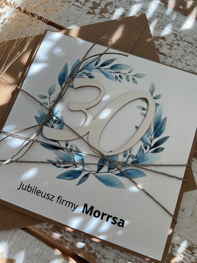 kartki scrapbooking Ręcznie robiona kartka na 30 jubileusz firmy z personalizacją (30-lecie dział