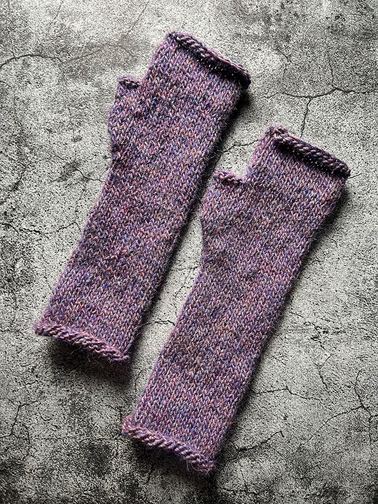 rękawiczki damskie Ciepłe mitenki z wełny owczej i lamy fioletowe