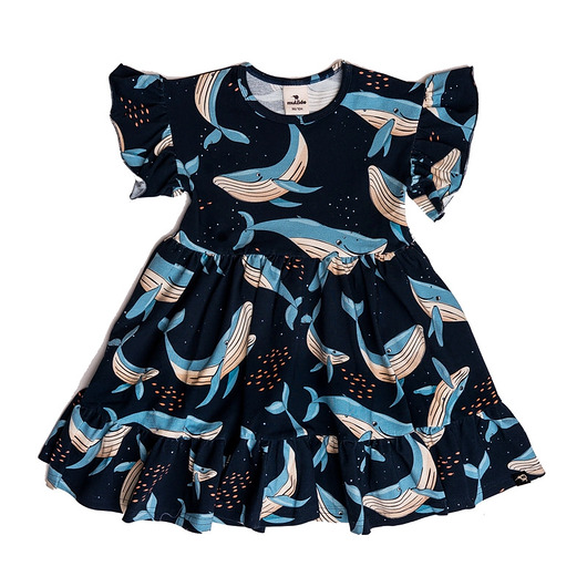 sukienki dla dziewczynki Sukienka z falbanami Granatowy Wieloryb