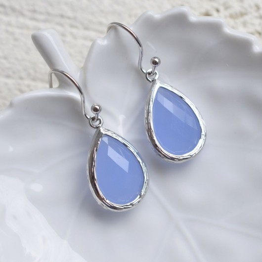 blue teardrops in silver Made by Magda
