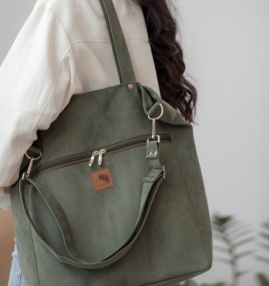 torby na ramię Torba "TOTE BAG" w kolorze oliwkowym