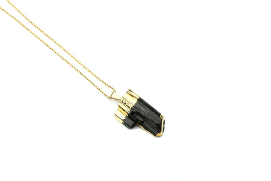 Colare Turmalin złote boki Brazi Druse Jewelry