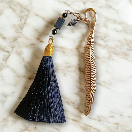 zakładki do książek OCHRONA : zakładka PREMIUM : czarny turmalin, hamsa