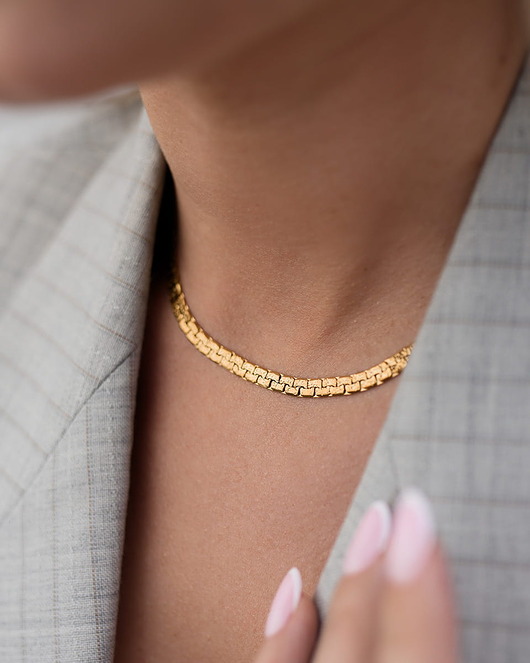 bransoletki - inne Złoty naszyjnik taśma ze stali chirurgicznej premium Paraiso Serpina