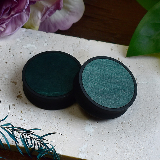 biżuteria różna Tunele do uszu 10-100mm / wypełnienie z drewna / morska zieleń