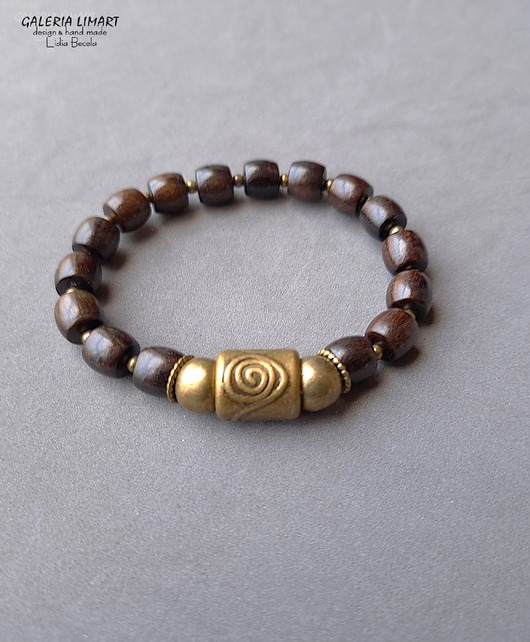 bransoletki drewniane Bransoletka boho z drewna aloesowego i mosiądzu znakomity prezent unisex