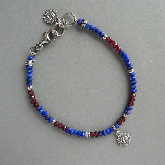 bransoletki srebrne -lapis z granatem-