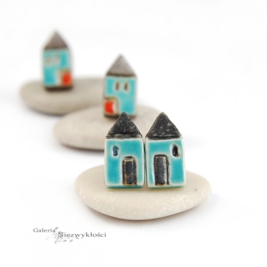 Domki turkusowo czarne- ceramiczne sztyfty Dorca