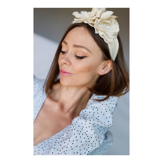 opaski do włosów Jedwabna opaska w kolorze kremowym