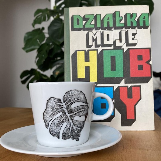 filiżanki Filiżanka do kawy ręcznie malowana Monstera 200ml