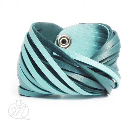 Bransoleta skórzana aqua i szmaragd TWISTed Mikashka