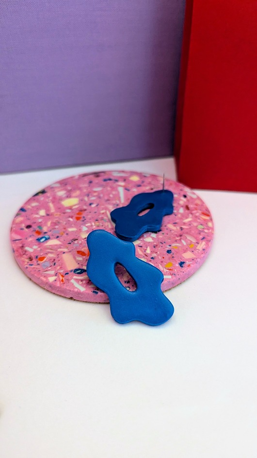 kolczyki z masy plastycznej Kolczyki niebieskie