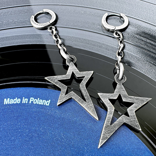 kolczyki srebrne Kolczyki srebrne gwiazdki Rockstar dark
