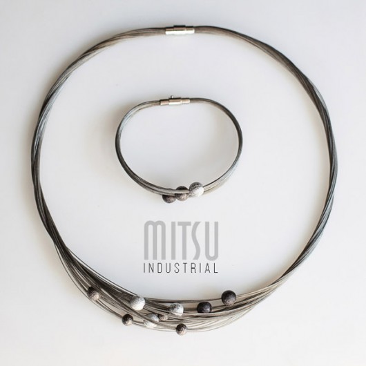 komplet biżuterii Komplet Industrial Silver