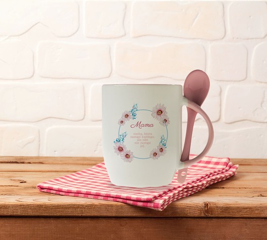 Kubek z  łyżeczką - Mama (Dzień Matki) AllbagAllprints