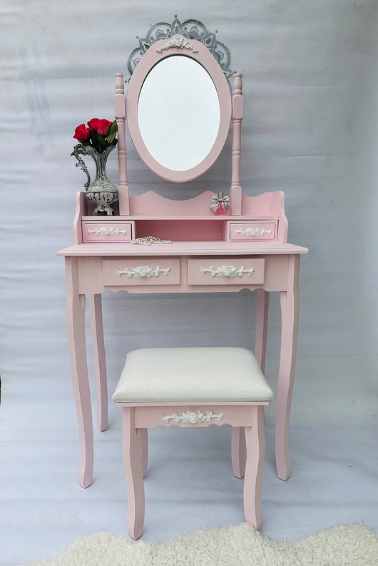 lustra stojące i wiszące Toaletka kosmetyczna z dużym lustrem, shabby chic