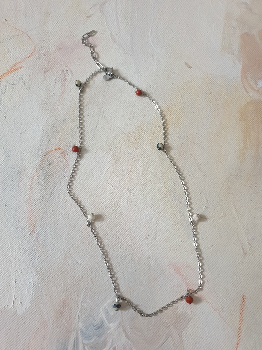 chokery Naszyjnik choker ROOTS łańcuszek jaspis czerwony, jaspis dalmatyński, howlit