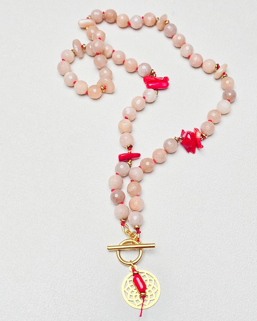 naszyjniki - inne Naszyjnik Słoneczny z Czerwonym Akcentem