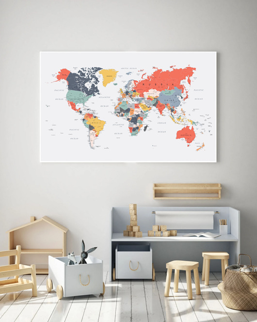 plakaty PLAKAT mapa świata do pokoju dziecka edukacyjny