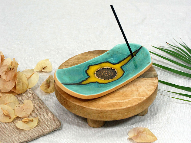 Podstawki pod kadzidełka Ceramiczna podstawka na kadzidełko - lawa