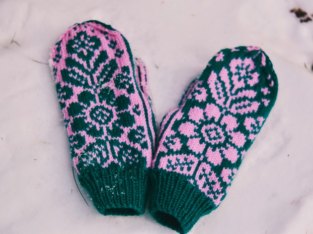 rękawiczki damskie Rękawiczki flower wełniane