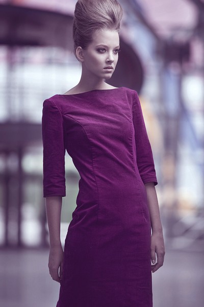 Velour dress 36, amarant Kasia Zapała