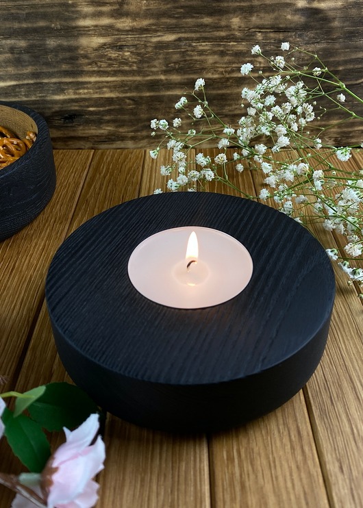 świeczniki i świece Minimalistyczny Świecznik czarny na duży tealight