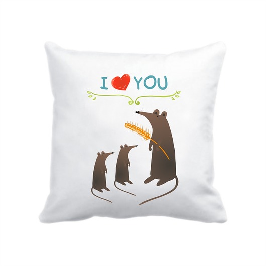 poduszki z grafiką Leśna poduszka. I love you, myszki