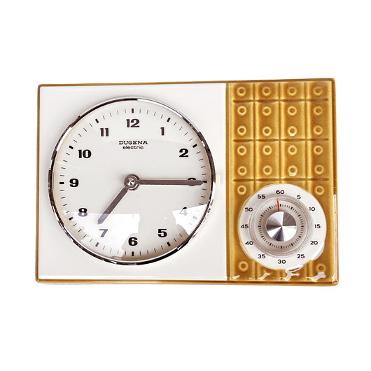 zegary Ceramiczny zegar kuchenny z minutnikiem Dugena, Niemcy lata 60.