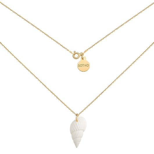 złote naszyjniki Złoty naszyjnik z białą muszelką