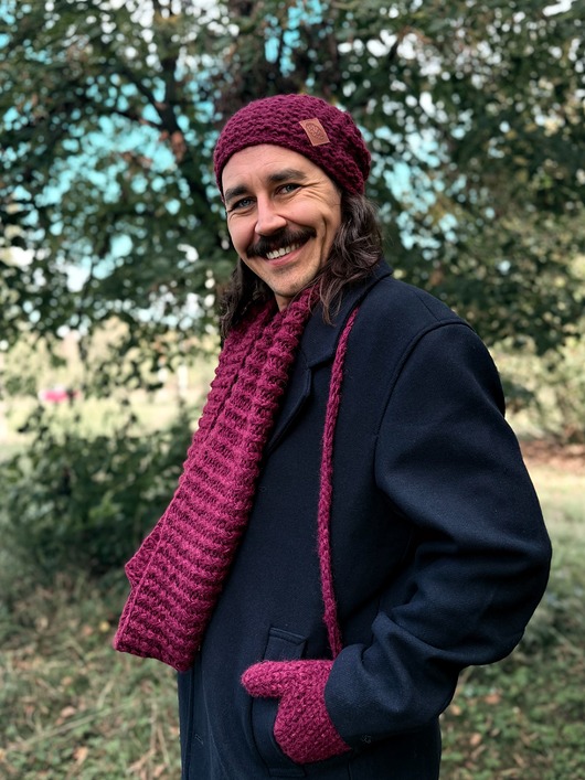 czapki i kapelusze męskie Męska czapka MERINO Neverland Bordo + podszewka JEDWAB