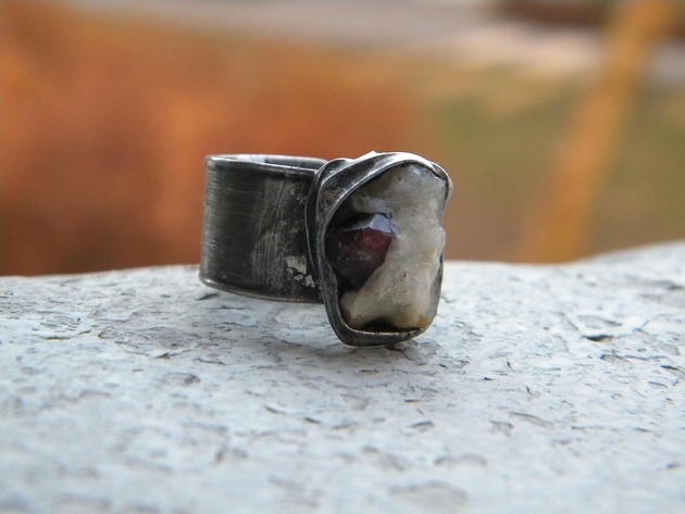 biżuteria męska Granat w kwarcycie    - pierścionek