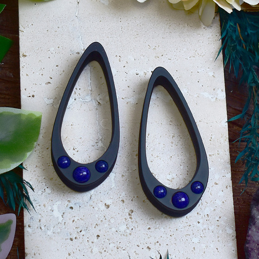 biżuteria różna Tunele do uszu 25-100mm / wydłużone łezki z kamieniami / lapis lazuli