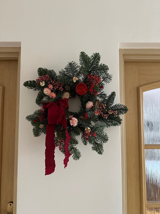 wianki bożonarodzeniowe Wianek mały świąteczny naturalny czerwień