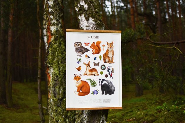 ZESTAW - "W LESIE"50x70cm + drewniane listewki Studio Stonka